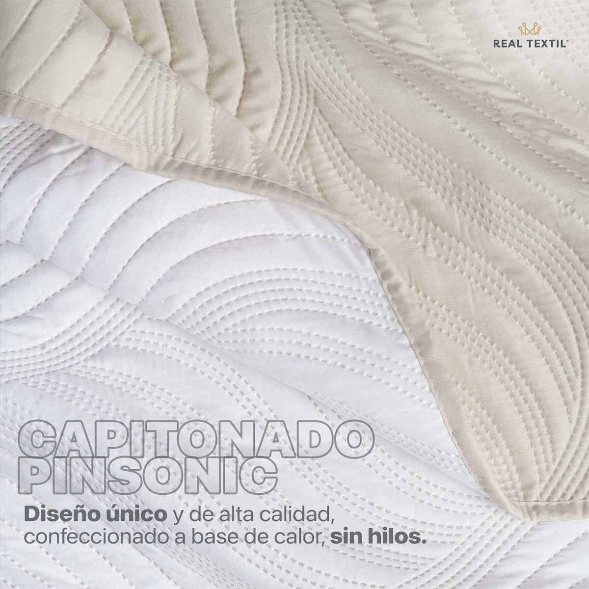 Edredón Ligero Individual Doble Vista con Funda Blanco - Beige REAL TEXTIL.