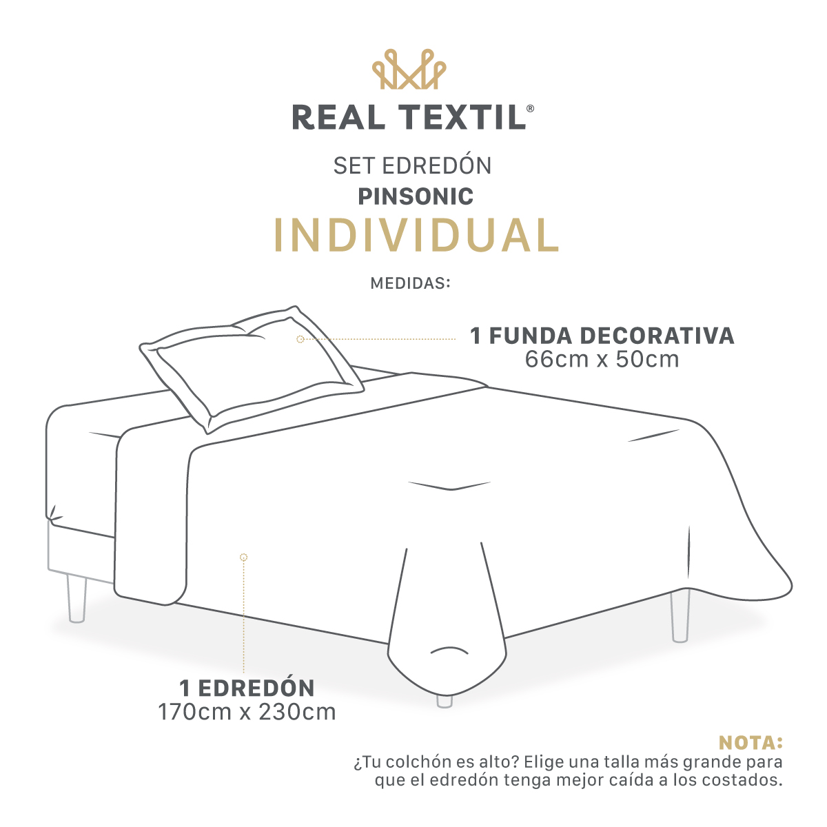 Edredón Ligero Individual Doble Vista con Funda Blanco - Beige REAL TEXTIL.