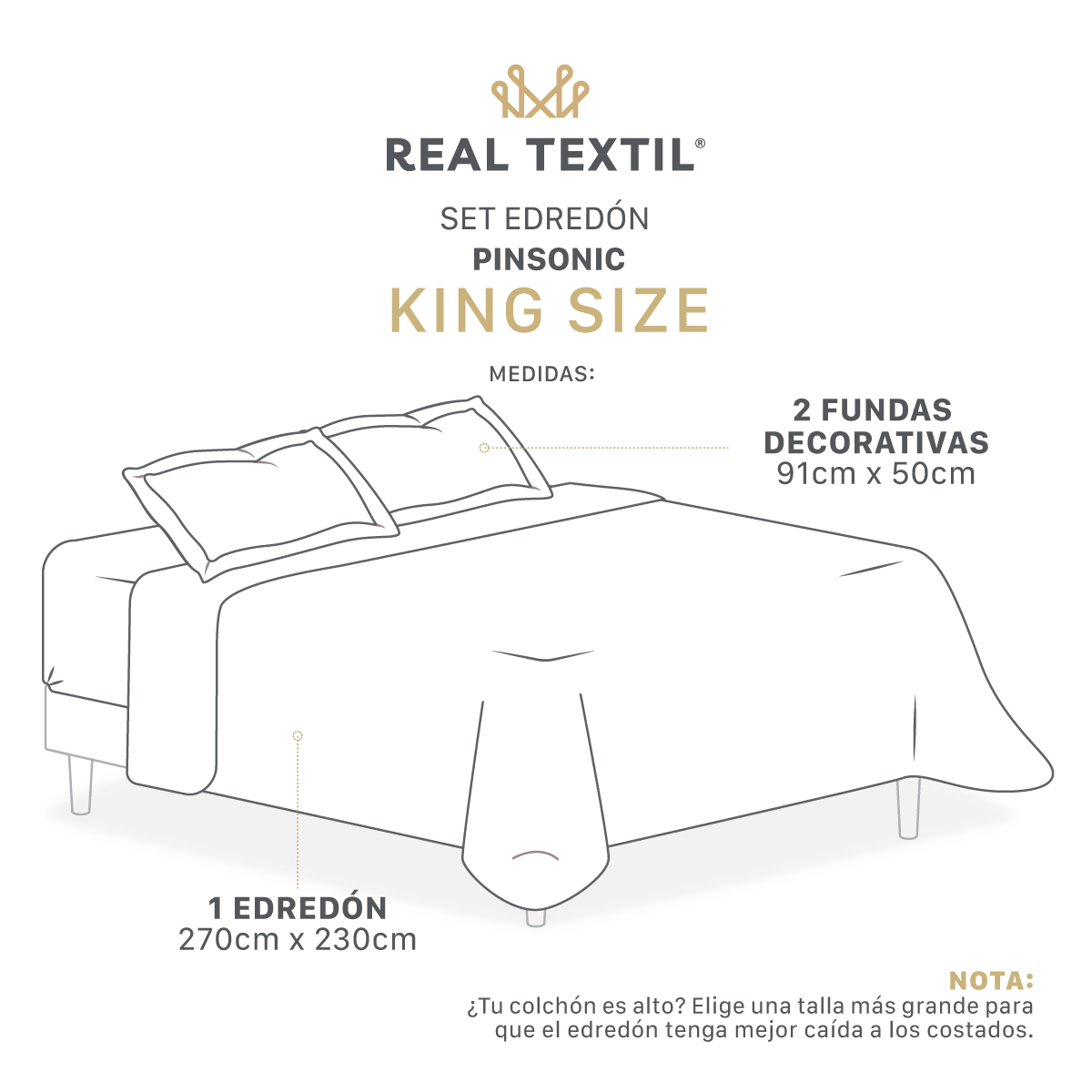Edredón Ligero King Size Doble Vista con Fundas Azul Marino - Azul REAL TEXTIL