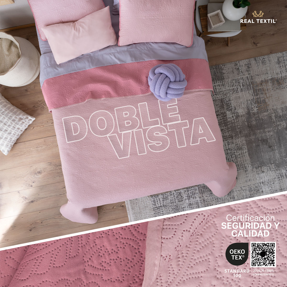 Edredón Ligero Queen Size Doble Vista con Funda Rosa Oscuro - Rosa REAL TEXTIL.