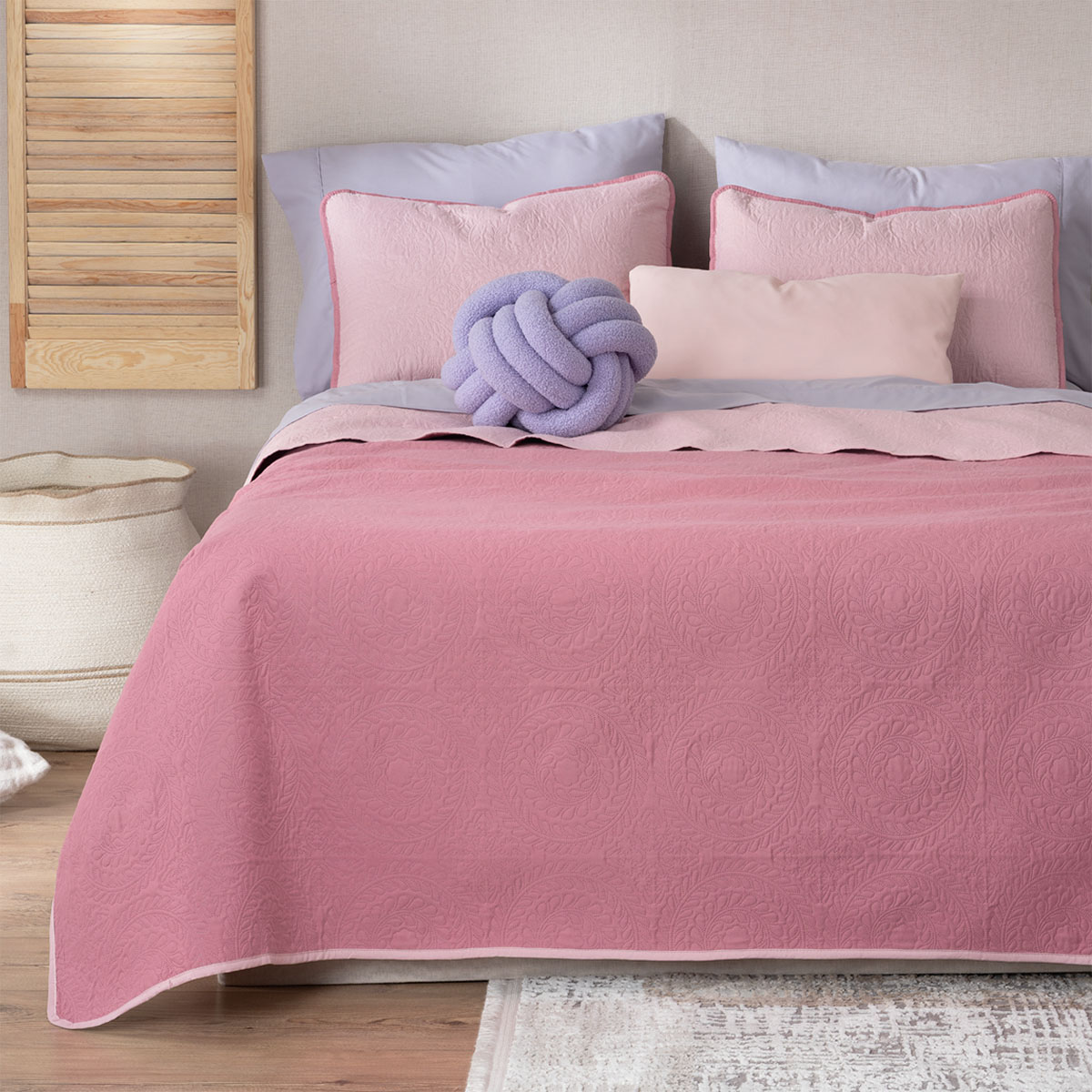 Edredón Ligero Queen Size Doble Vista con Funda Rosa Oscuro - Rosa REAL TEXTIL.