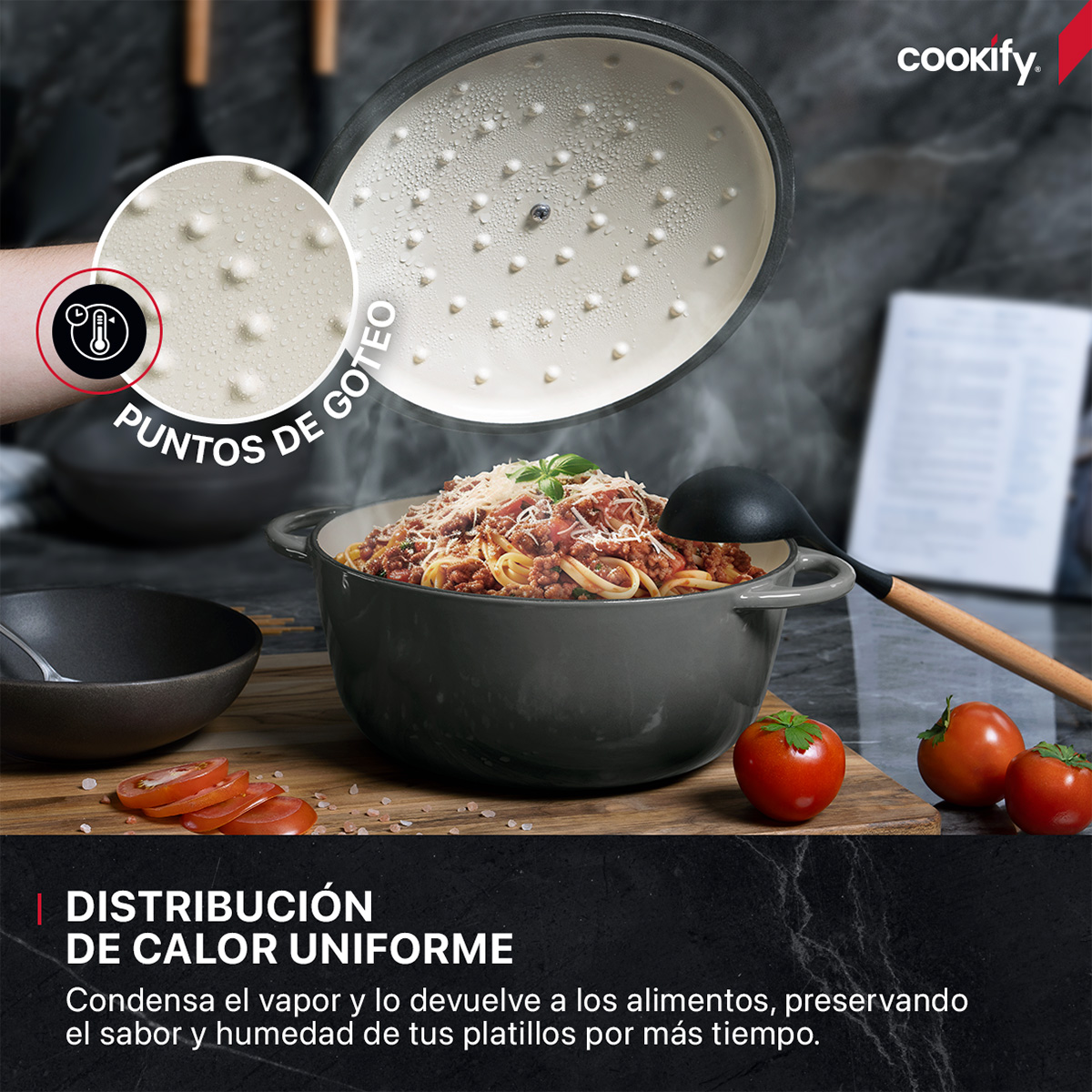 Horno Holandés Olla De Hierro Fundido Con Esmaltado 4 Lts Gris Cookify.