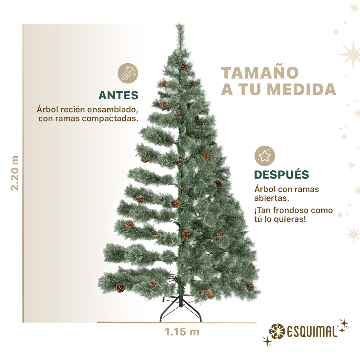 Árbol De Navidad Artificial Plegable Con Luces LED | 1.2m O 1.5m Ramas Densas | Pop-up Fácil Montaje | Decoración Navideña Ahorro Espacio