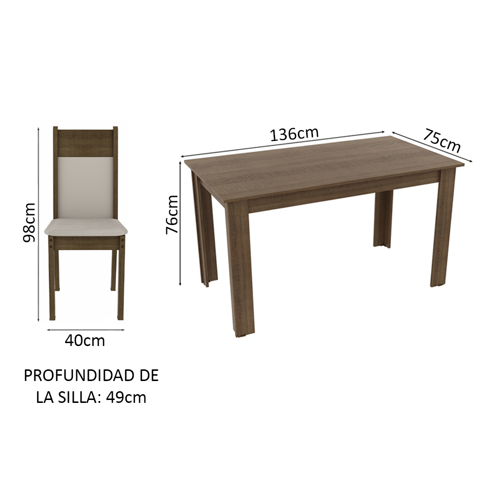 Juego de Comedor com Mesa y 6 Sillas Madesa Jaíne MC