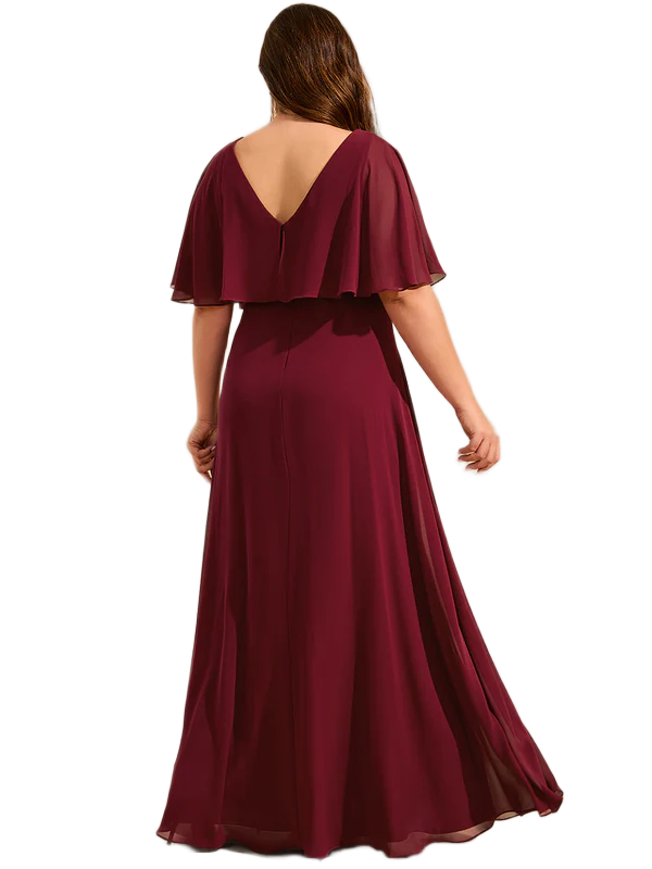 Vestidos largos de chiffon estilo halter para damas de honor Naranja Tallas Grandes