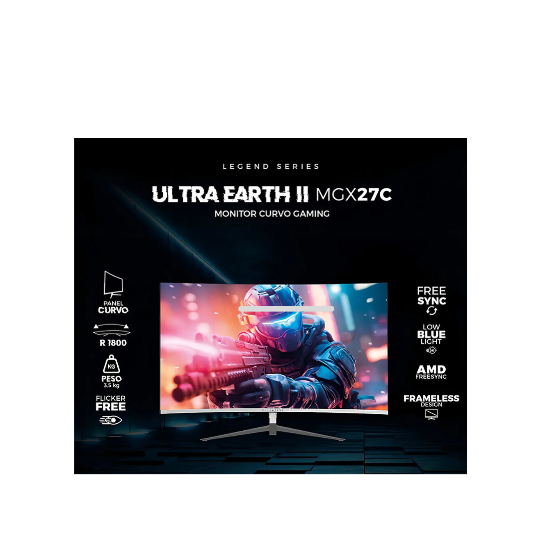 Monitor Gamer Curvo 27”  165Hz 1ms Full HD VA HDMI USB-C Blanco | FreeSync | Frameless