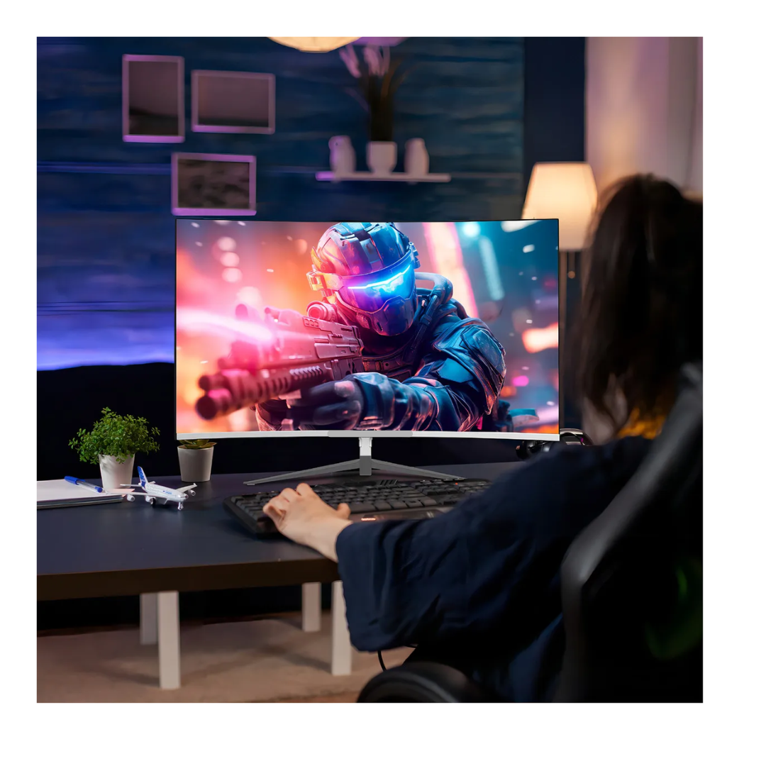 Monitor Gamer Curvo 27”  165Hz 1ms Full HD VA HDMI USB-C Blanco | FreeSync | Frameless