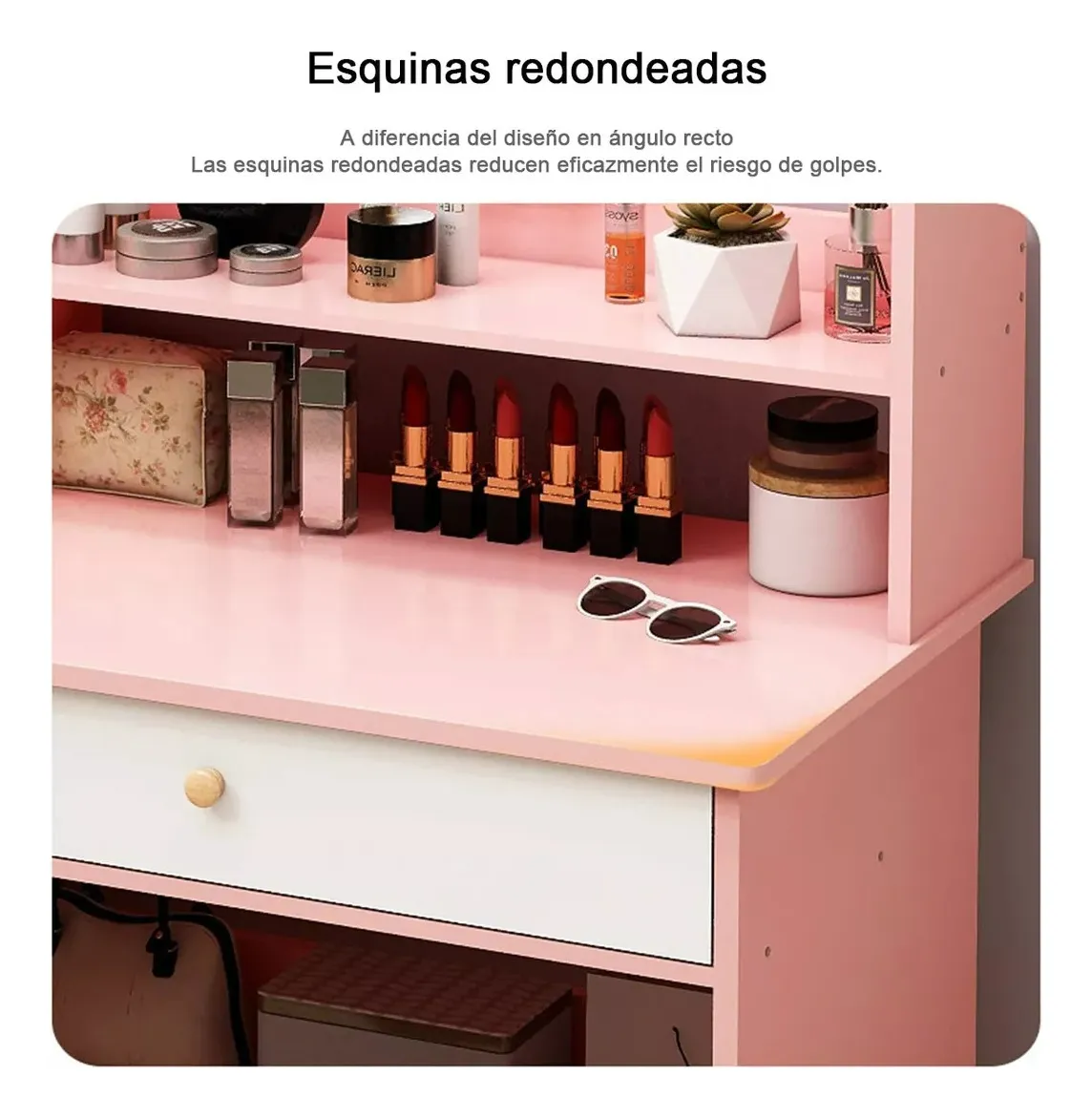 Tocador con Luz LED y Amplio Espacio de Guardado | Solo Mesa | Estilo Moderno y Funcional