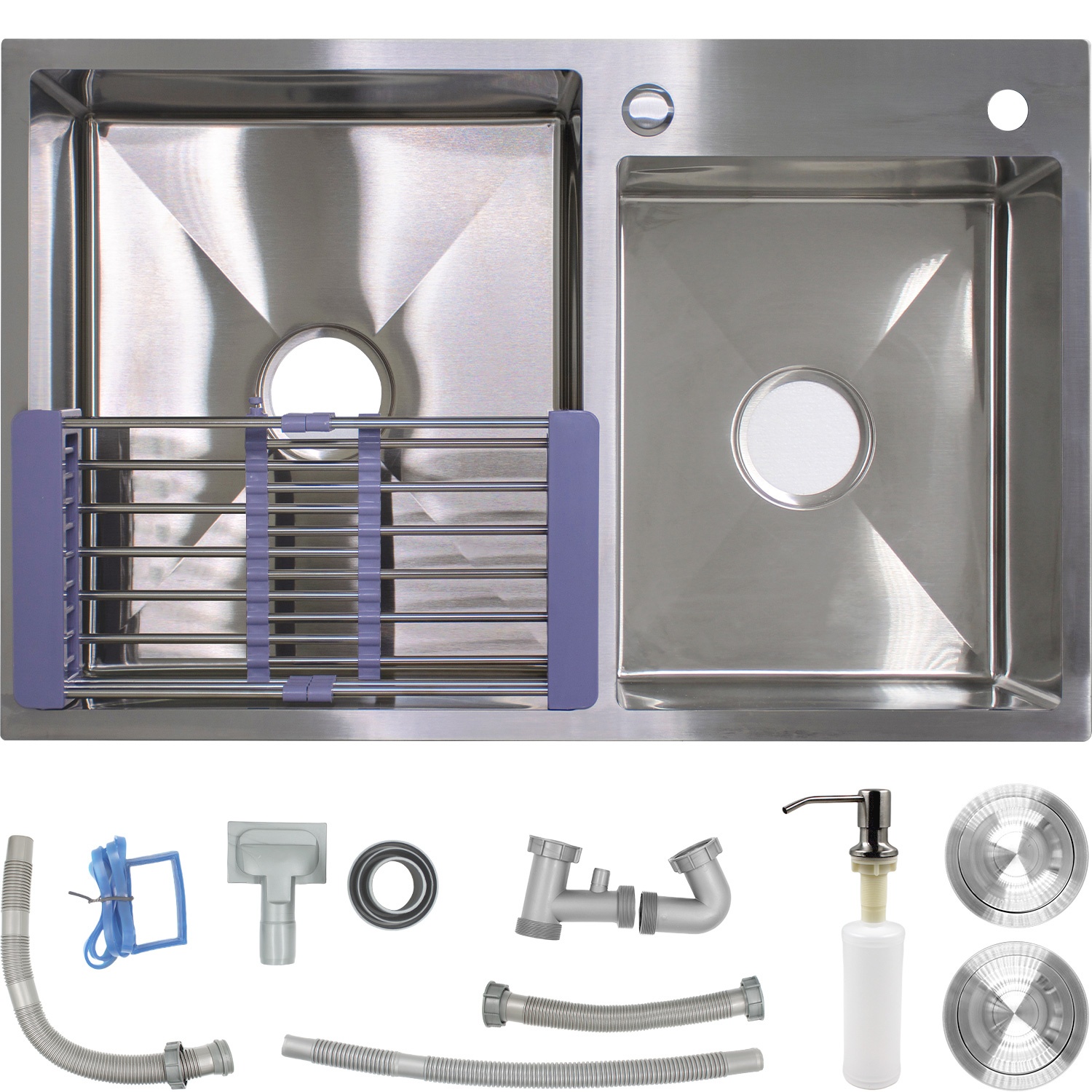 Fregadero Acero Inoxidable 2 Tinas Anti-ruido + Escurridor Gutstark