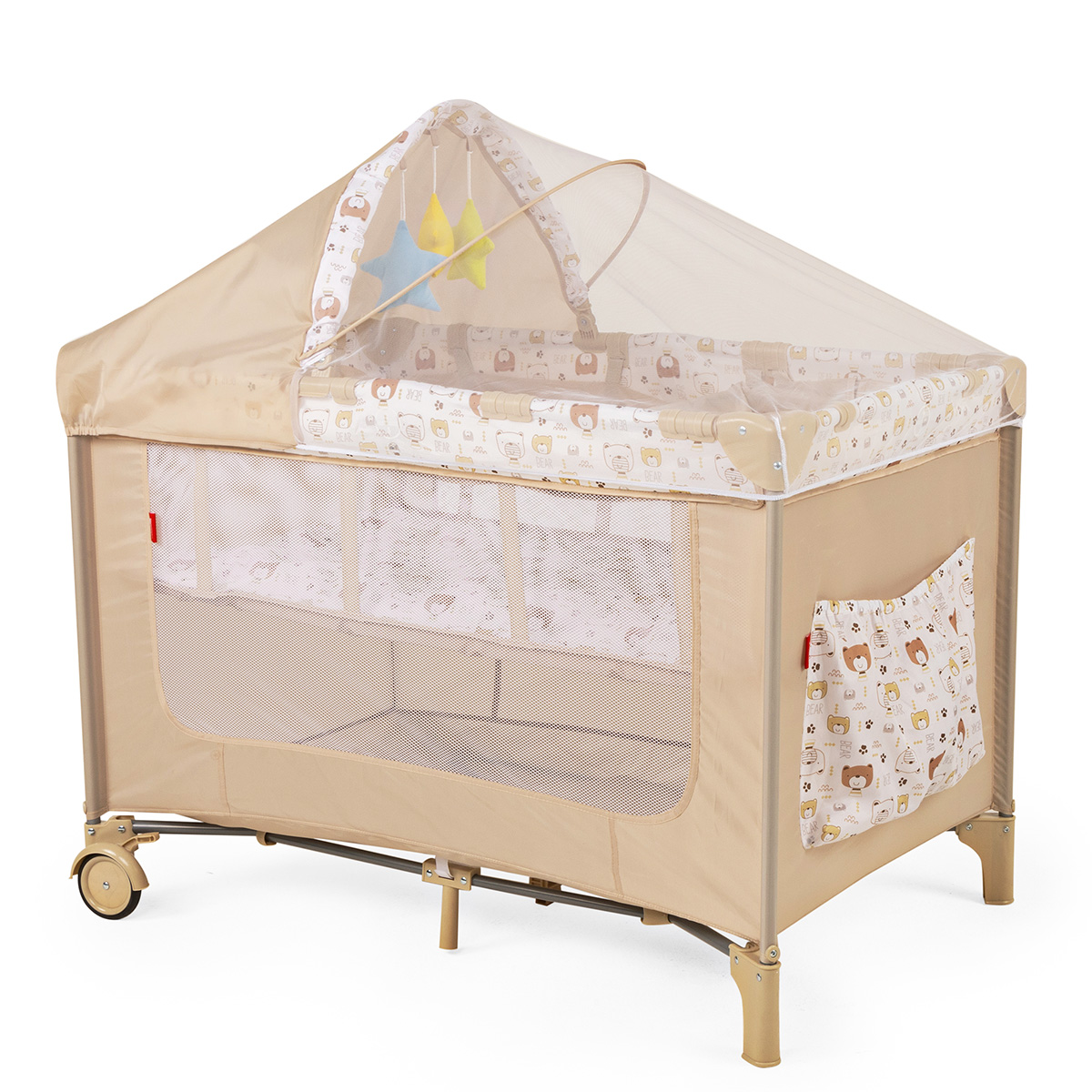 Cuna Corral Plegable con Cambiador y Dos Niveles Acolchonado D´Bebe Rest  - Beige