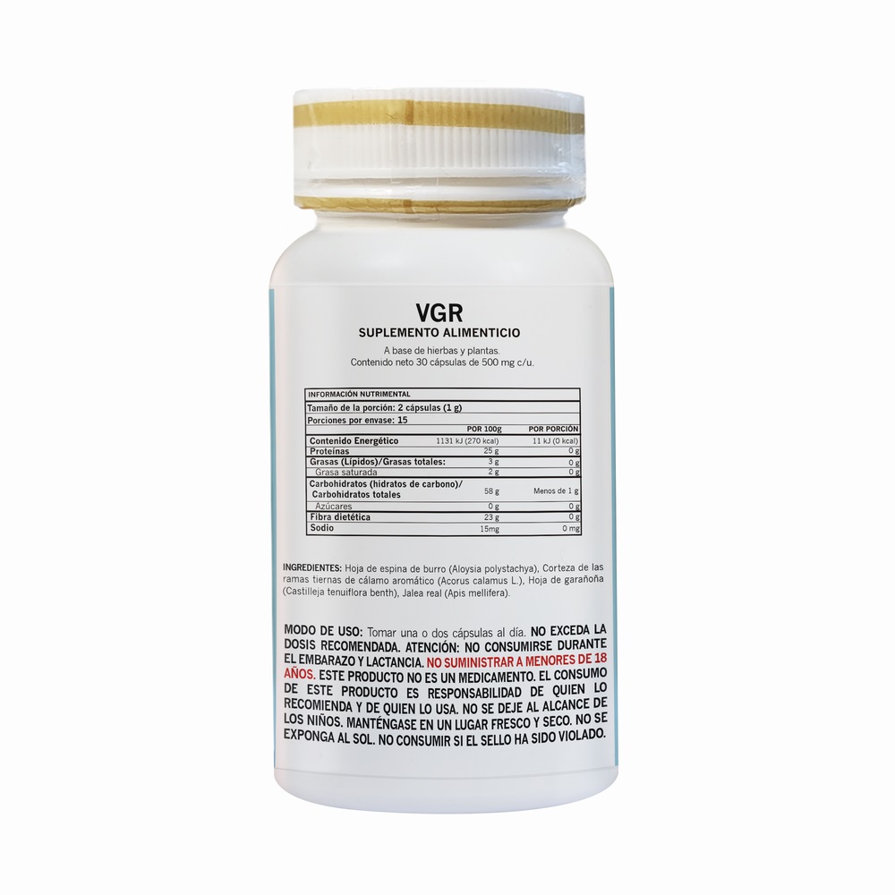  Suplemento Alimenticio VGR 30 Capsulas 500 mg c/u Power Golden 