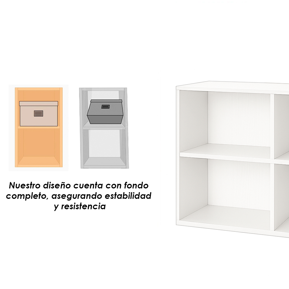 Ilios Innova | Librero Organizador de MDF Color Blanco, Mueble Moderno para Sala, Oficina o Recámara
