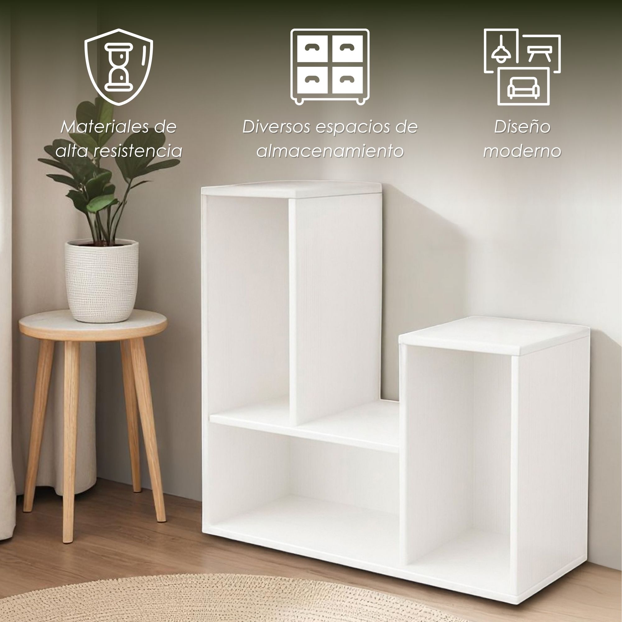 Ilios Innova | Librero Modular de 3 Cubos de MDF con Diseño Moderno Reconfigurable para Libros Figuras y Jarrones