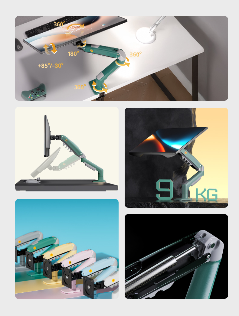 NB Soporte para Monitor 17”-30” – Brazo Ajustable 360° Verde