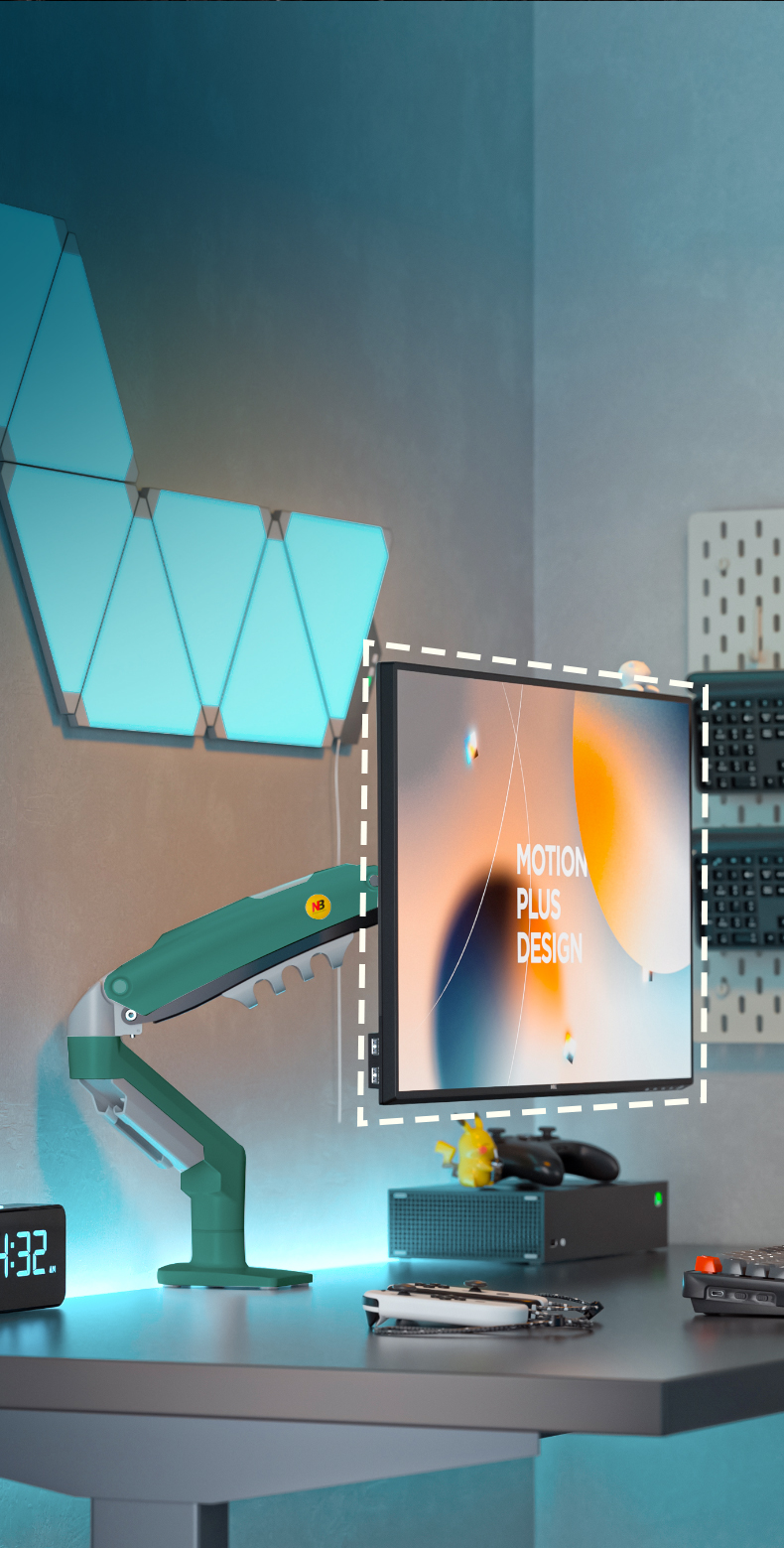 NB Soporte para Monitor 17”-30” – Brazo Ajustable 360° Verde