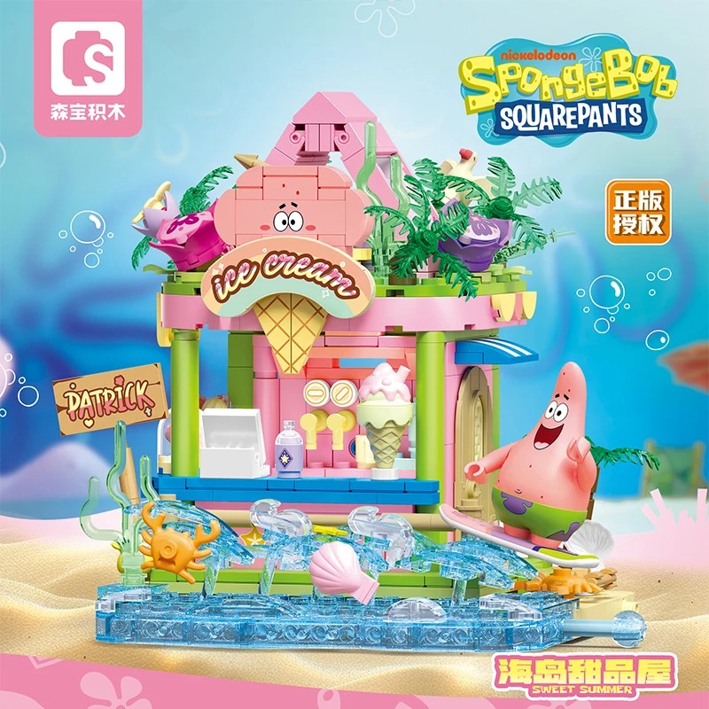 Bob Esponja Set Bloques Figuras Oficial Tienda Helados Construcción Regalo Niños