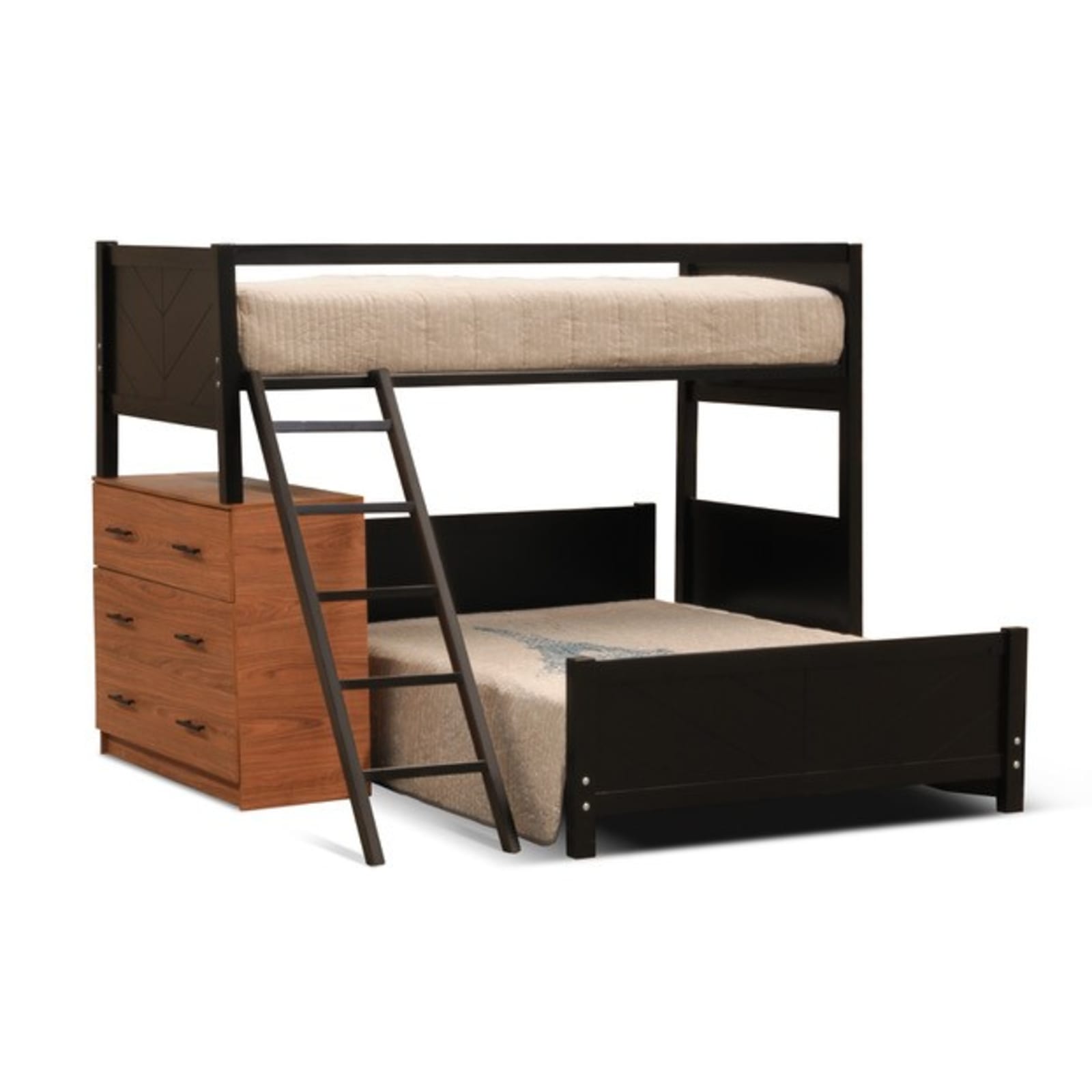 Litera Matrimonial Individual Quebec + Mueble Cajonera Para Almacenamiento