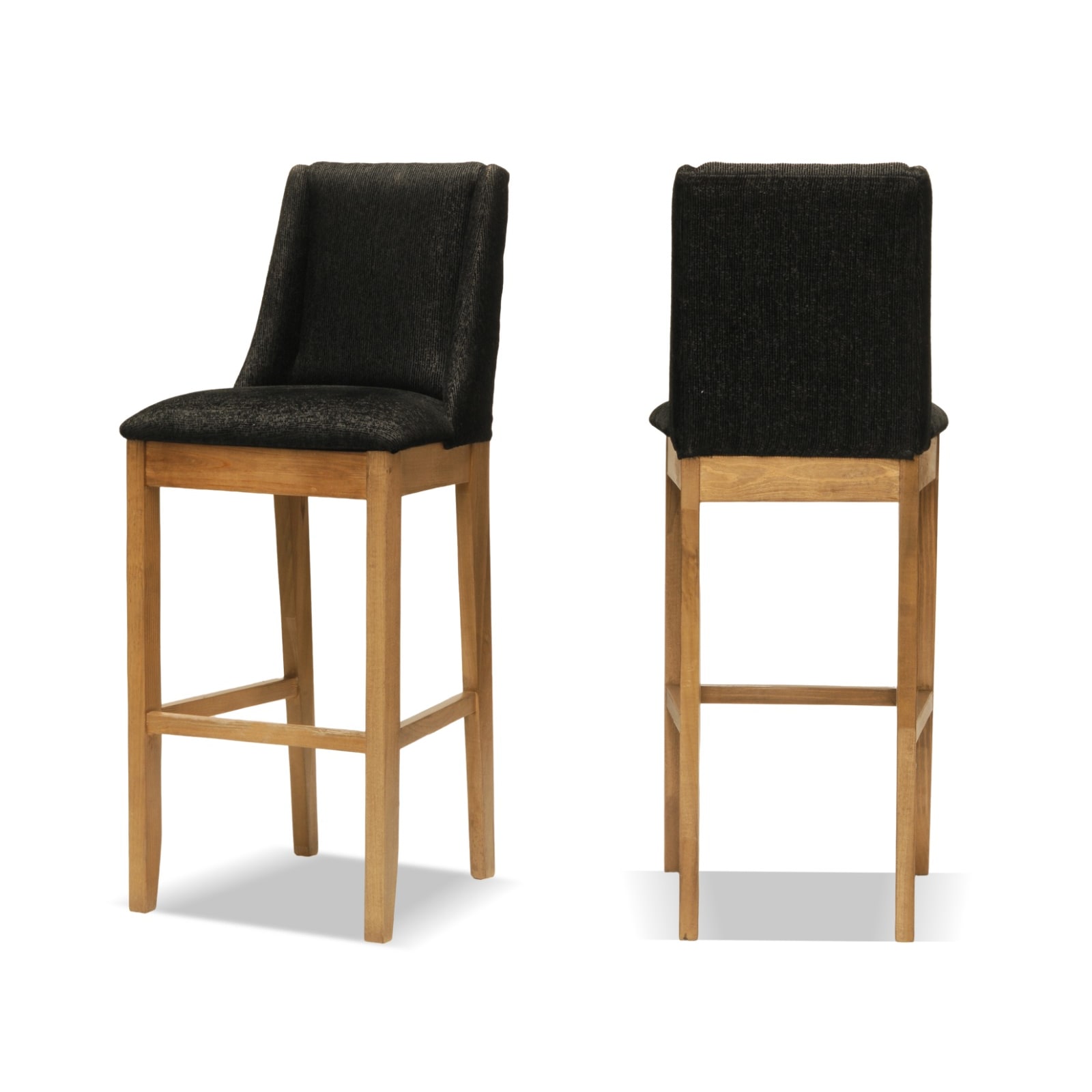 Set 2 Bancos para Barra Alto Nápoles, Elaborados de Madera y Estilo Moderno