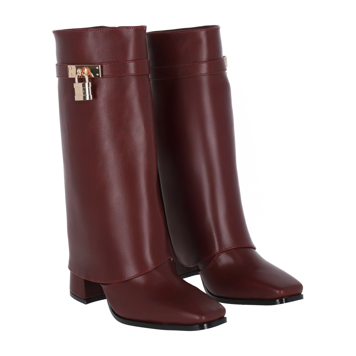 Bota Puntal De Tacón Larga Maxi Betania Para Mujer Cabra Piel Sintetico Tinto