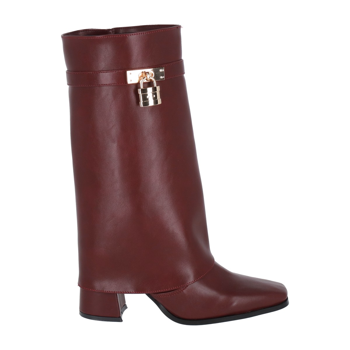 Bota Puntal De Tacón Larga Maxi Betania Para Mujer Cabra Piel Sintetico Tinto