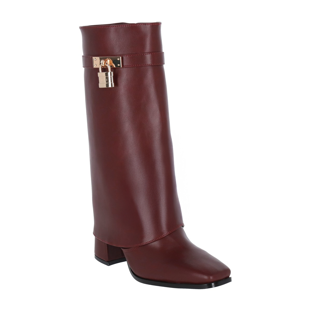 Bota Puntal De Tacón Larga Maxi Betania Para Mujer Cabra Piel Sintetico Tinto