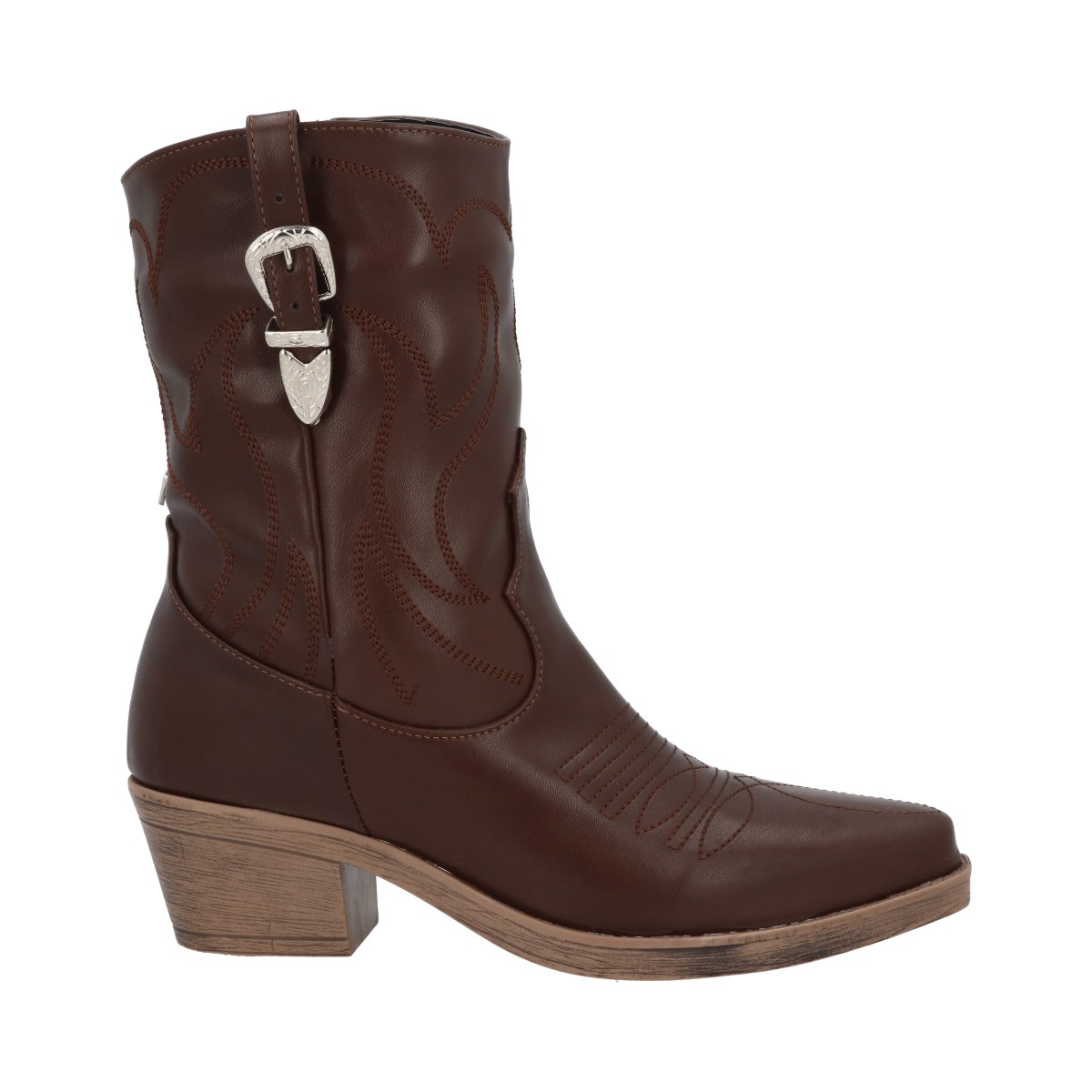 Bota Puntal De Tacón Vaquera Durango Con Diseño Chocolate Para Mujer 