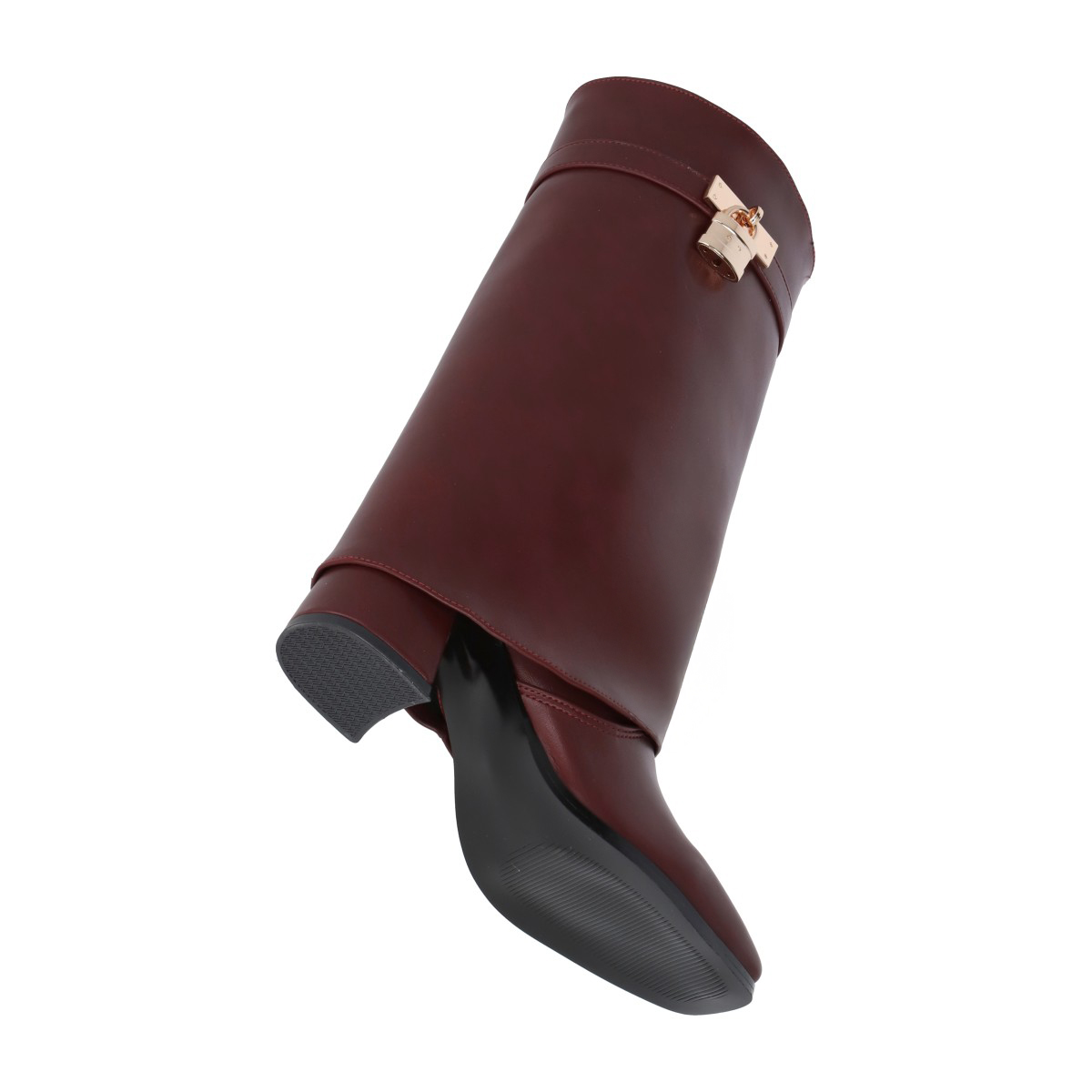 Bota Puntal De Tacón Larga Maxi Betania Para Mujer Cabra Piel Sintetico Tinto
