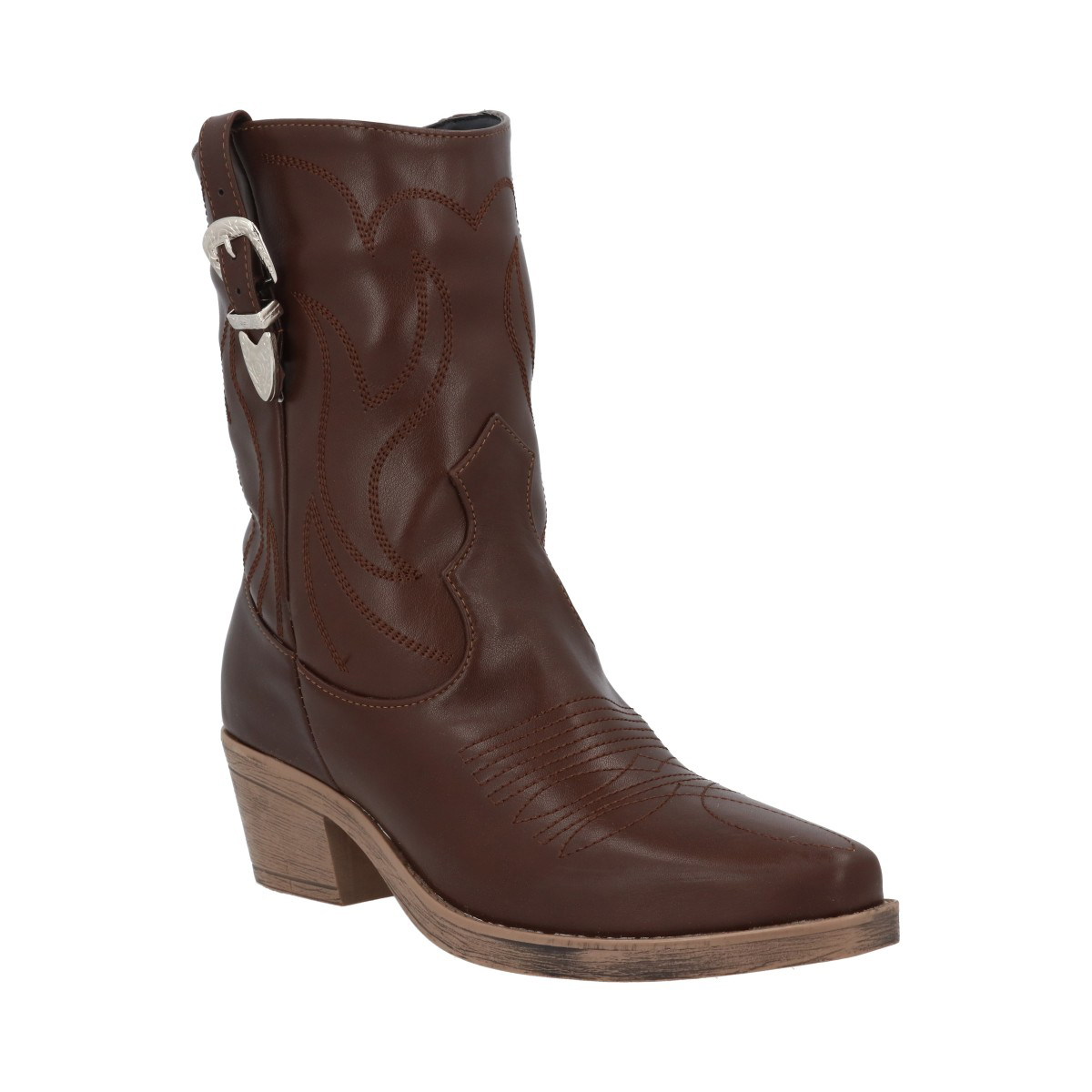 Bota Puntal De Tacón Vaquera Durango Con Diseño Chocolate Para Mujer 