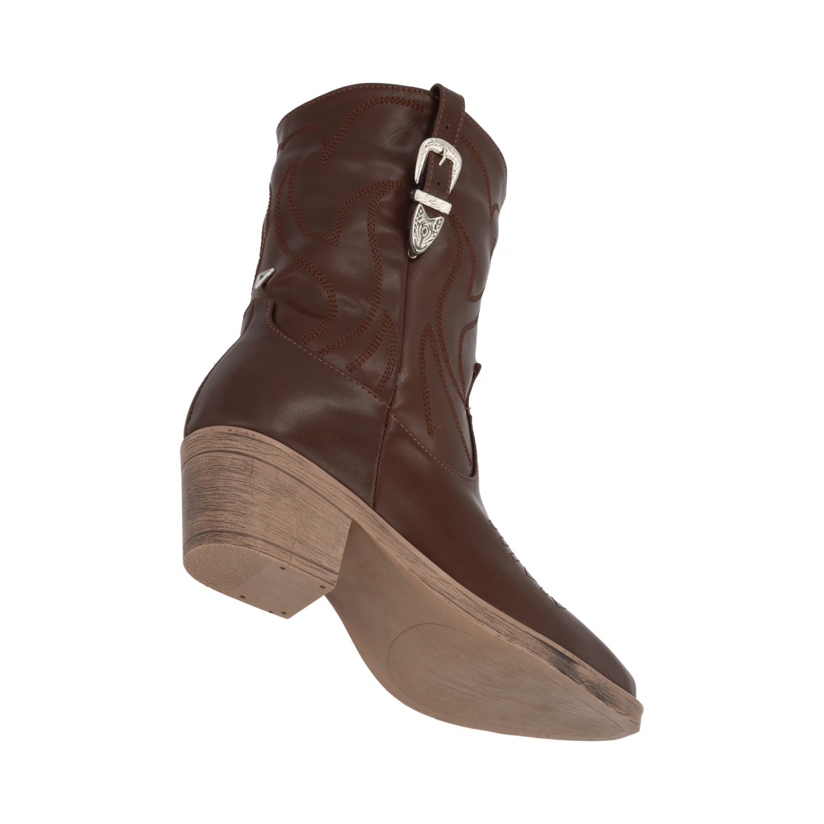 Bota Puntal De Tacón Vaquera Durango Con Diseño Chocolate Para Mujer 