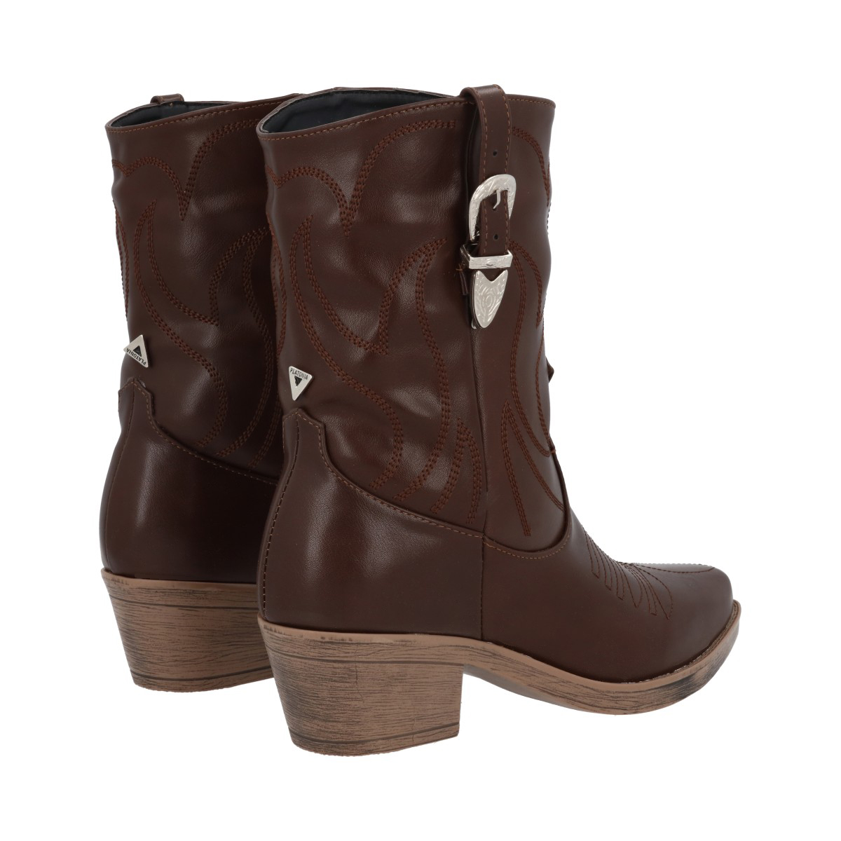 Bota Puntal De Tacón Vaquera Durango Con Diseño Chocolate Para Mujer 
