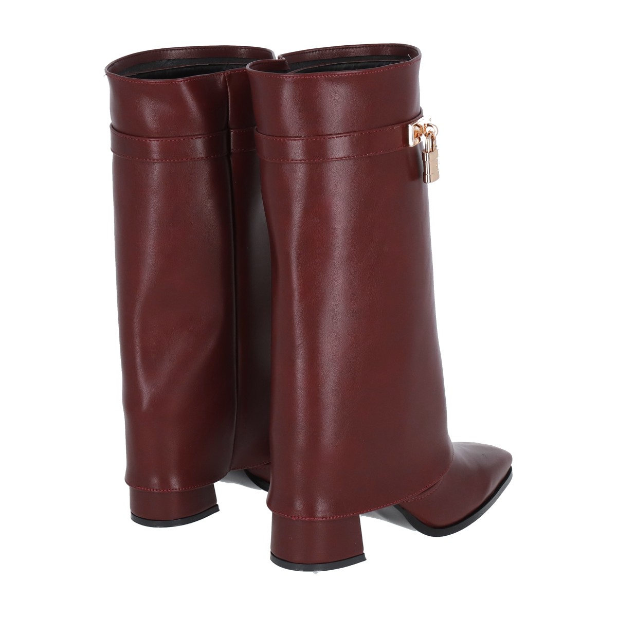 Bota Puntal De Tacón Larga Maxi Betania Para Mujer Cabra Piel Sintetico Tinto