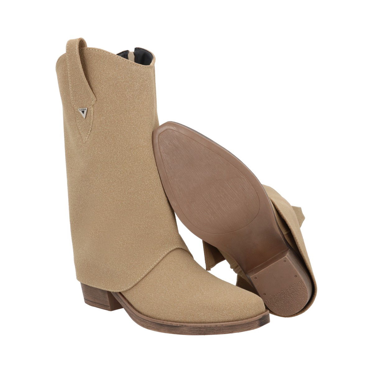 Bota  De Tacón Larga Oklahoma Con Capucha Para Mujer Carnaza Natural