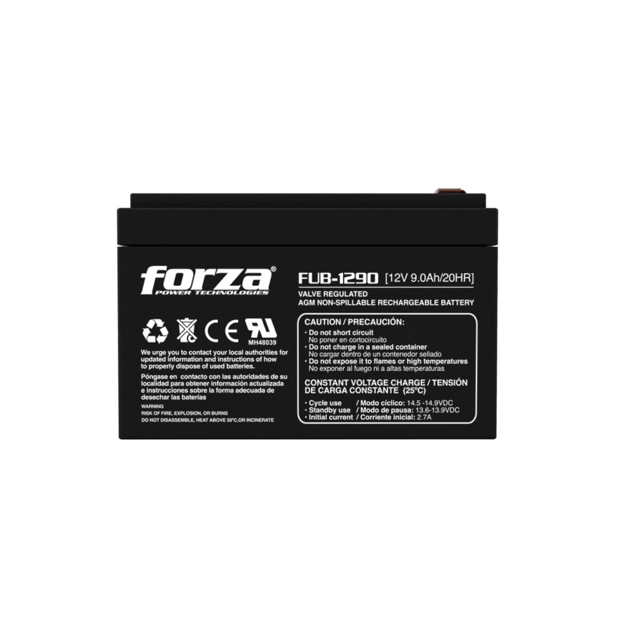 Batería Forza de 12V-9AH, de reemplazo para UPS, CCTV, Alarmas & Control de Acceso