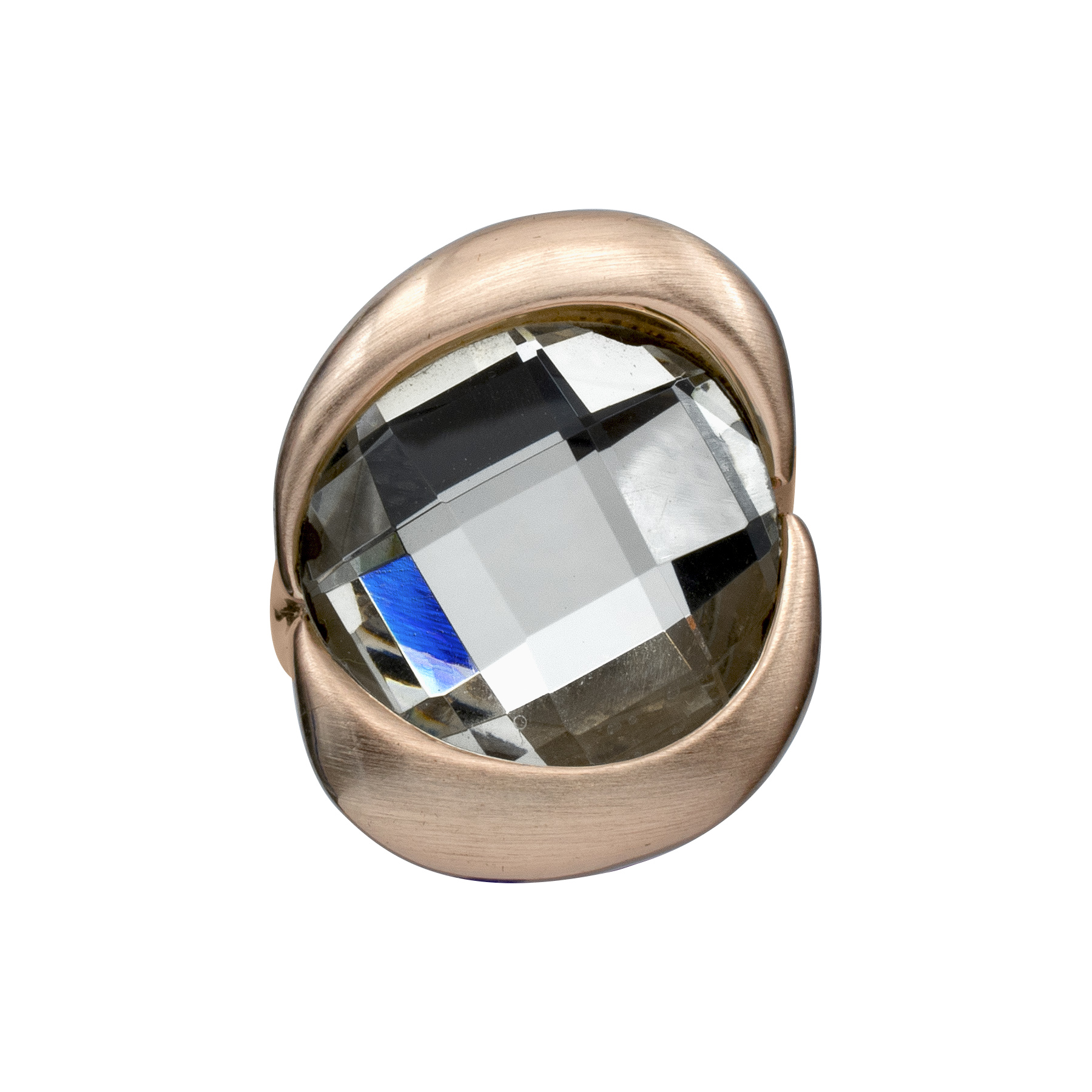 Anillo Ocean Heart Ovalo Cristal blanco baño de oro rosa 18k
