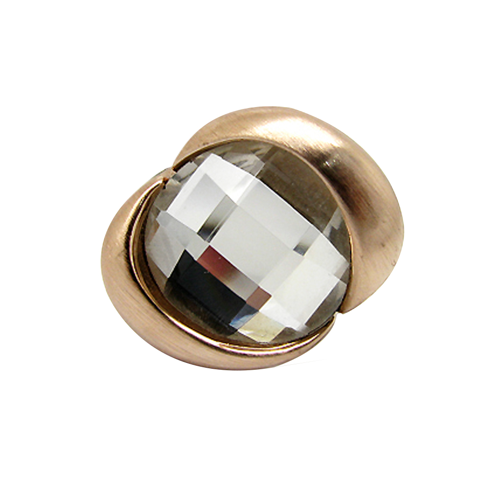 Anillo Ocean Heart Ovalo Cristal blanco baño de oro rosa 18k