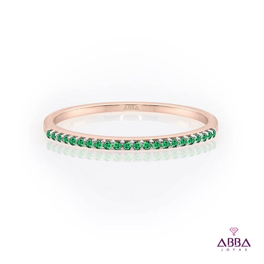 CHURUMBELA ULTRA DELGADA 1MM ORO ROSA 10K VERDE ESMERALDA ABBA JOYAS 