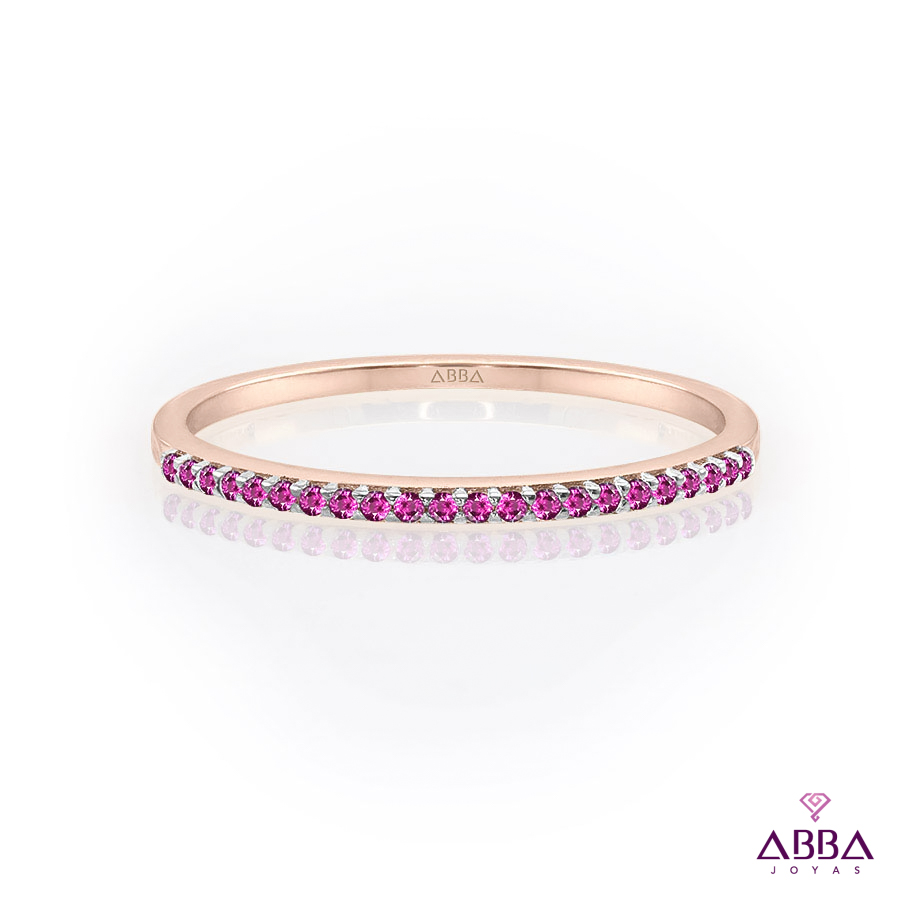 CHURUMBELA ULTRA DELGADA 1MM ORO ROSA 10K RUBÍ CORINDÓN ABBA JOYAS 
