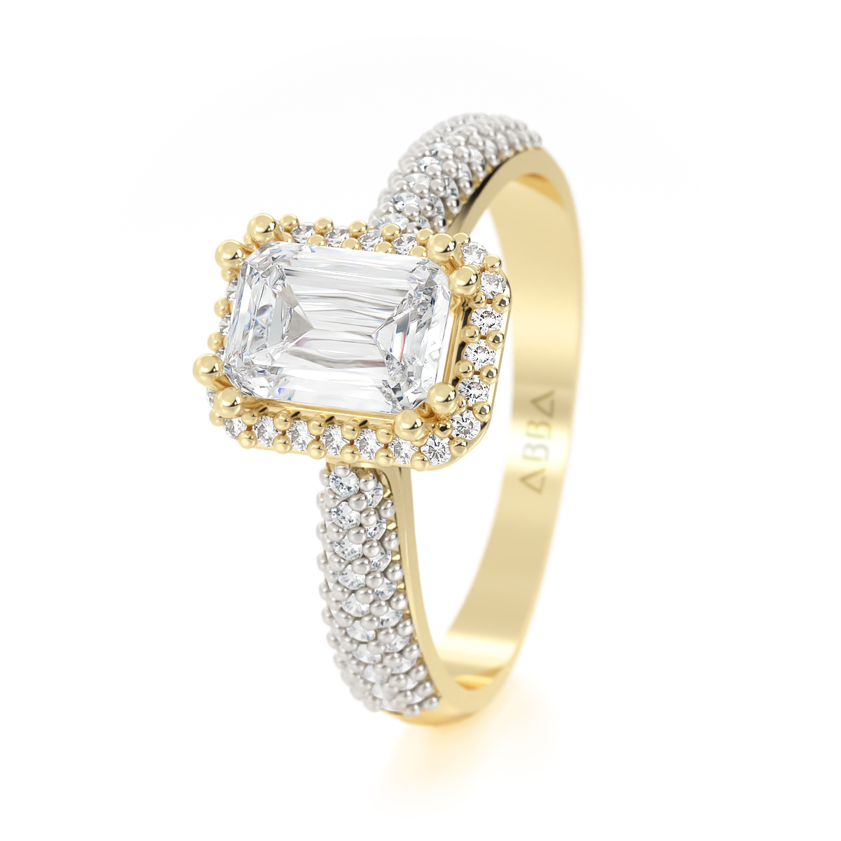 ANILLO DE COMPROMISO ORO 14K ESMERALDA ABBA JOYAS