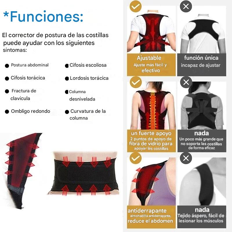 Corrector Postura Hombres Mujeres Soporte Negro M Cinturón chaleco soporte ajustable espalda