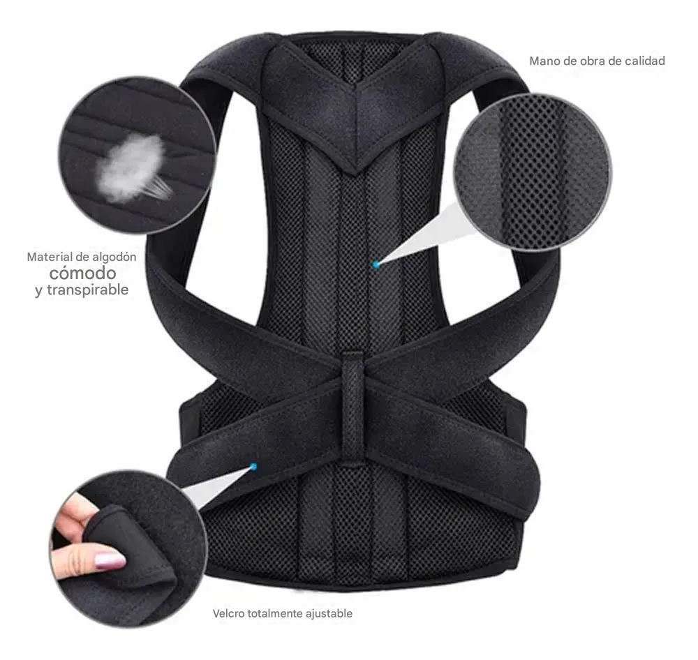 Corrector Postura Hombres Mujeres Soporte Negro M Cinturón chaleco soporte ajustable espalda