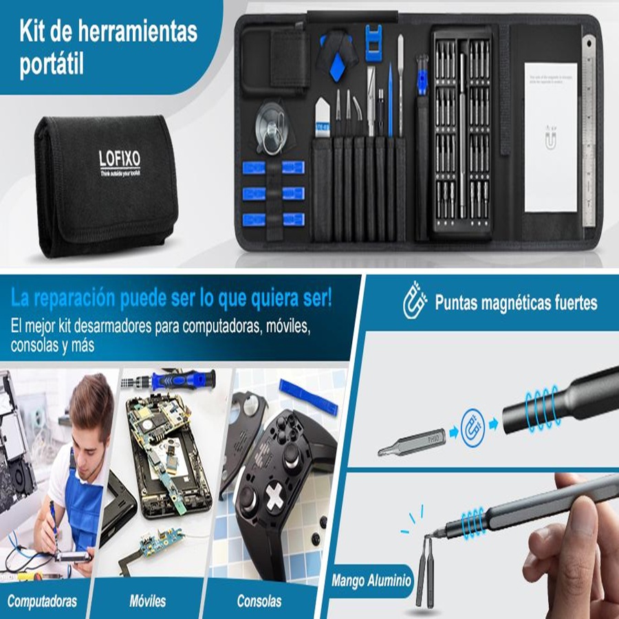 Kit de desarmadores de precision para PC, Celulares, Consolas  92 en 1 - Lofixo