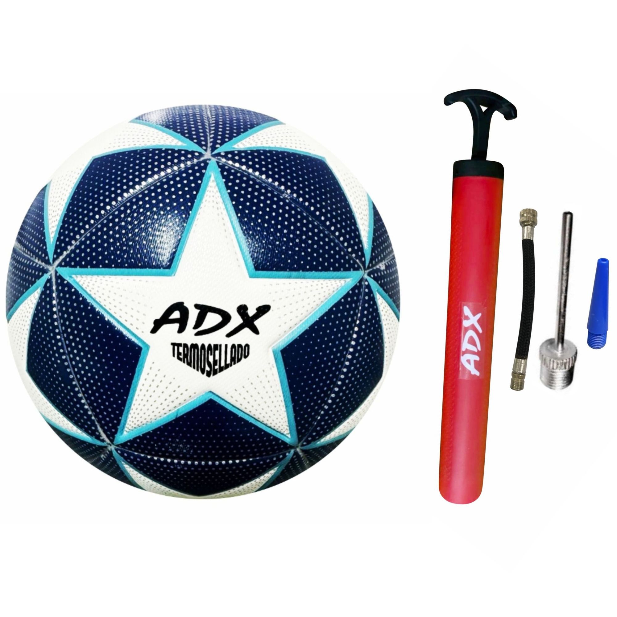 Balon Futbol Termosellado Estrella, Peso Reglamentario Adx #5+Bomba de aire