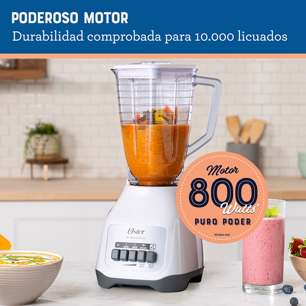 Licuadora Vaso Plástico Oster 1.25 litros 2 Velocidades + Pulso BLSTKAP-WPB-013