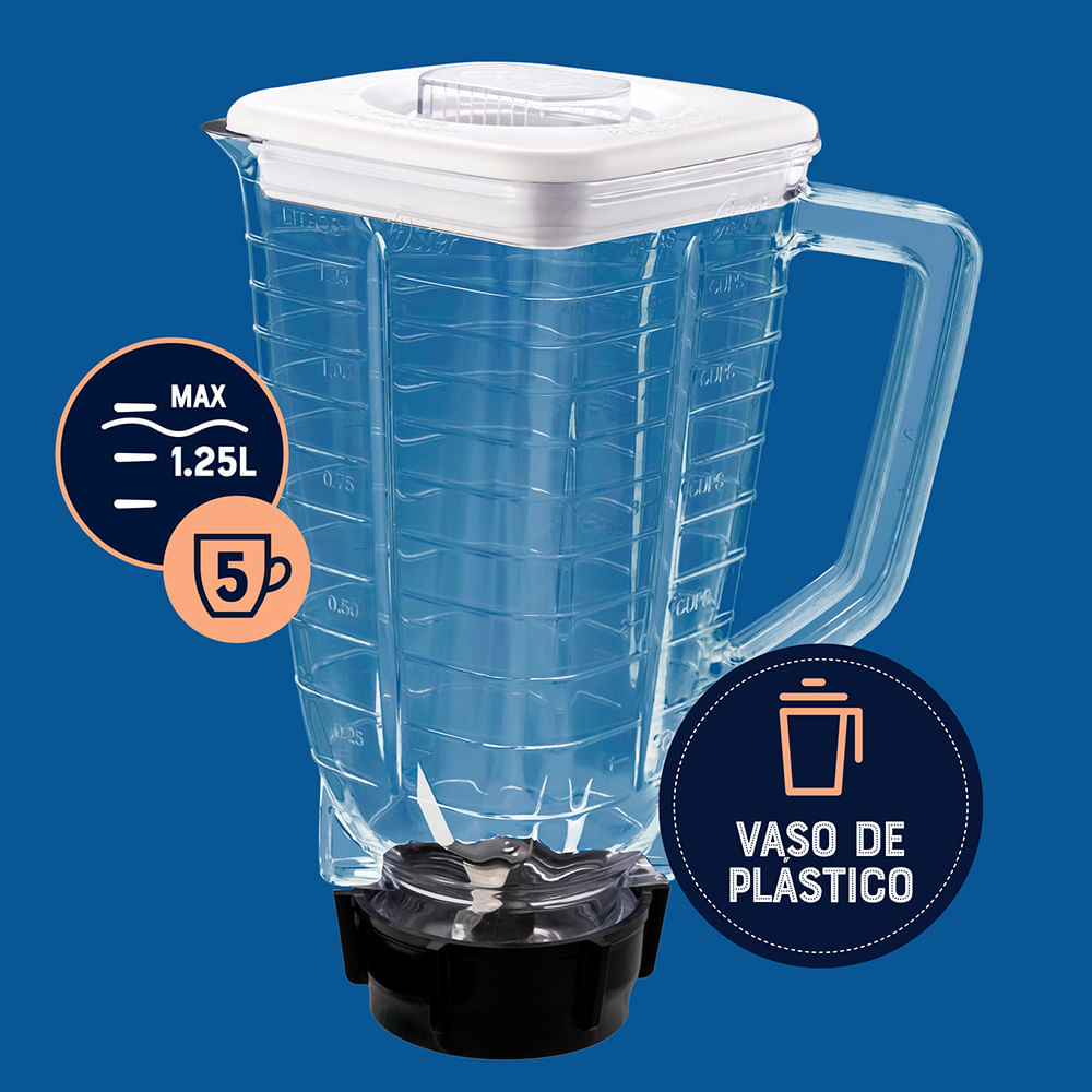 Licuadora Vaso Plástico Oster 1.25 litros 2 Velocidades + Pulso BLSTKAP-WPB-013