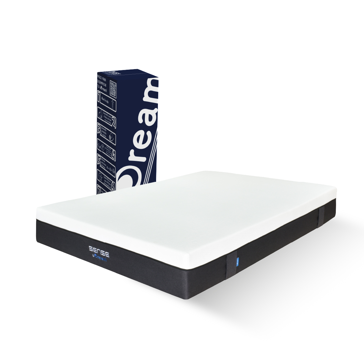 Colchón en caja uDream Modelo Sense con Memory Foam Queen Size.