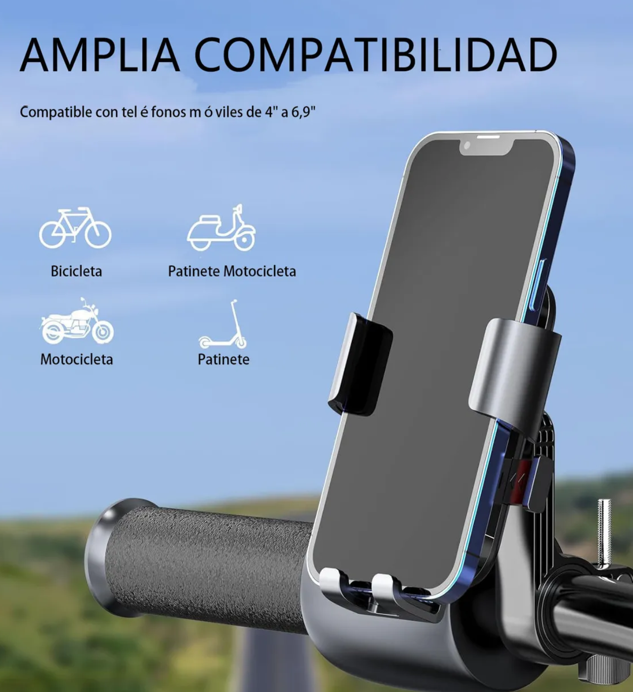Soporte Para Móvil En Bicicleta O Moto, Ajustable 360°, Compatible Con Teléfonos De 4.5 A 7.2 Pulgadas - Antivibración, Cierre Seguro Y Fácil De Montar