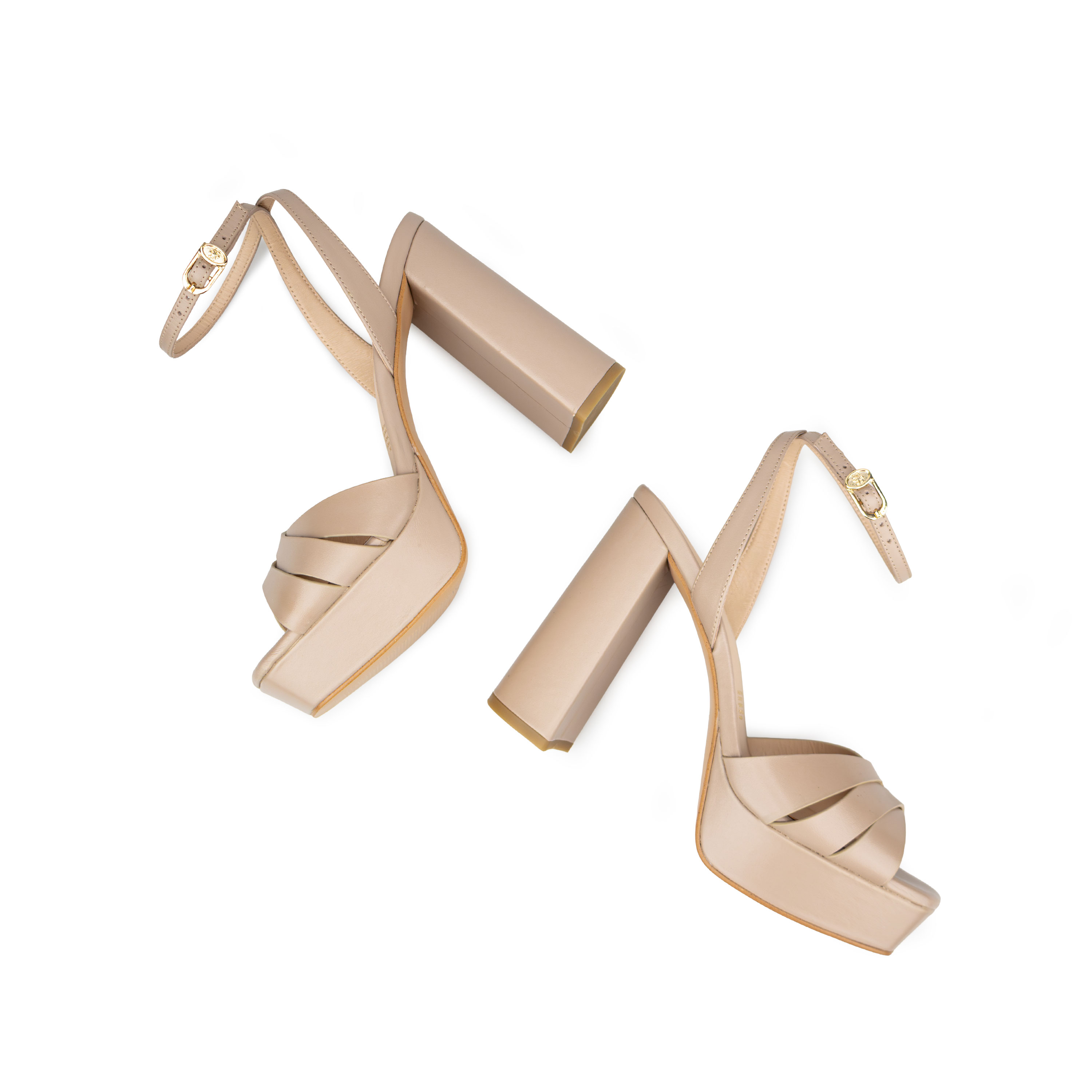 Zapatillas De Tacón Davenia De Piel Sandalia De Tacón Para Dama Mod. Julieta nude