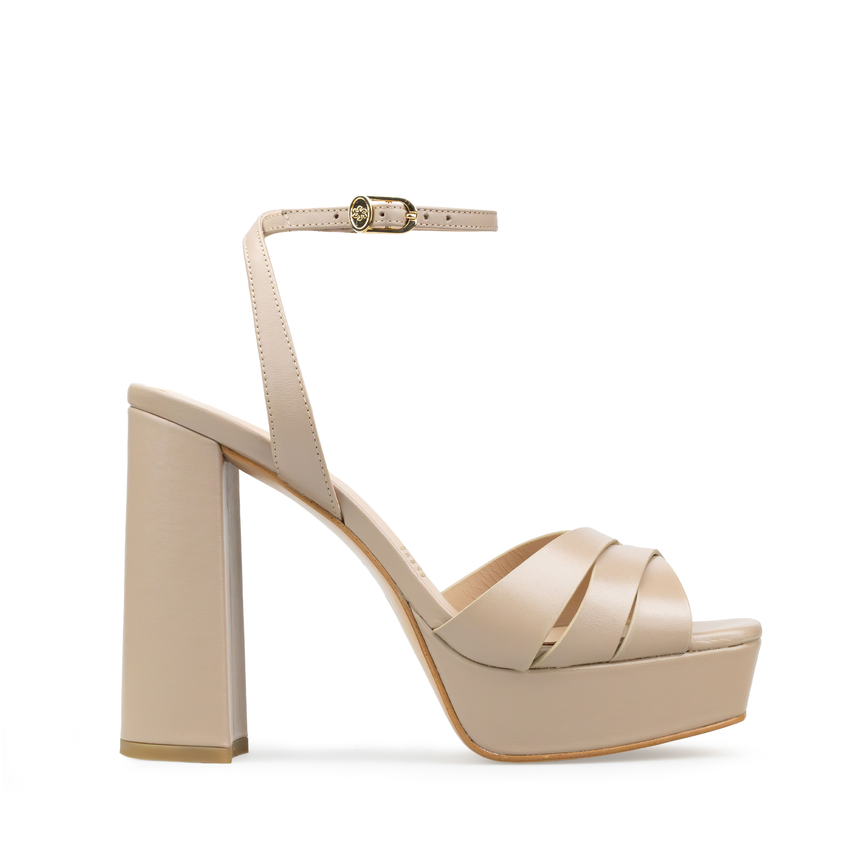 Zapatillas De Tacón Davenia De Piel Sandalia De Tacón Para Dama Mod. Julieta nude