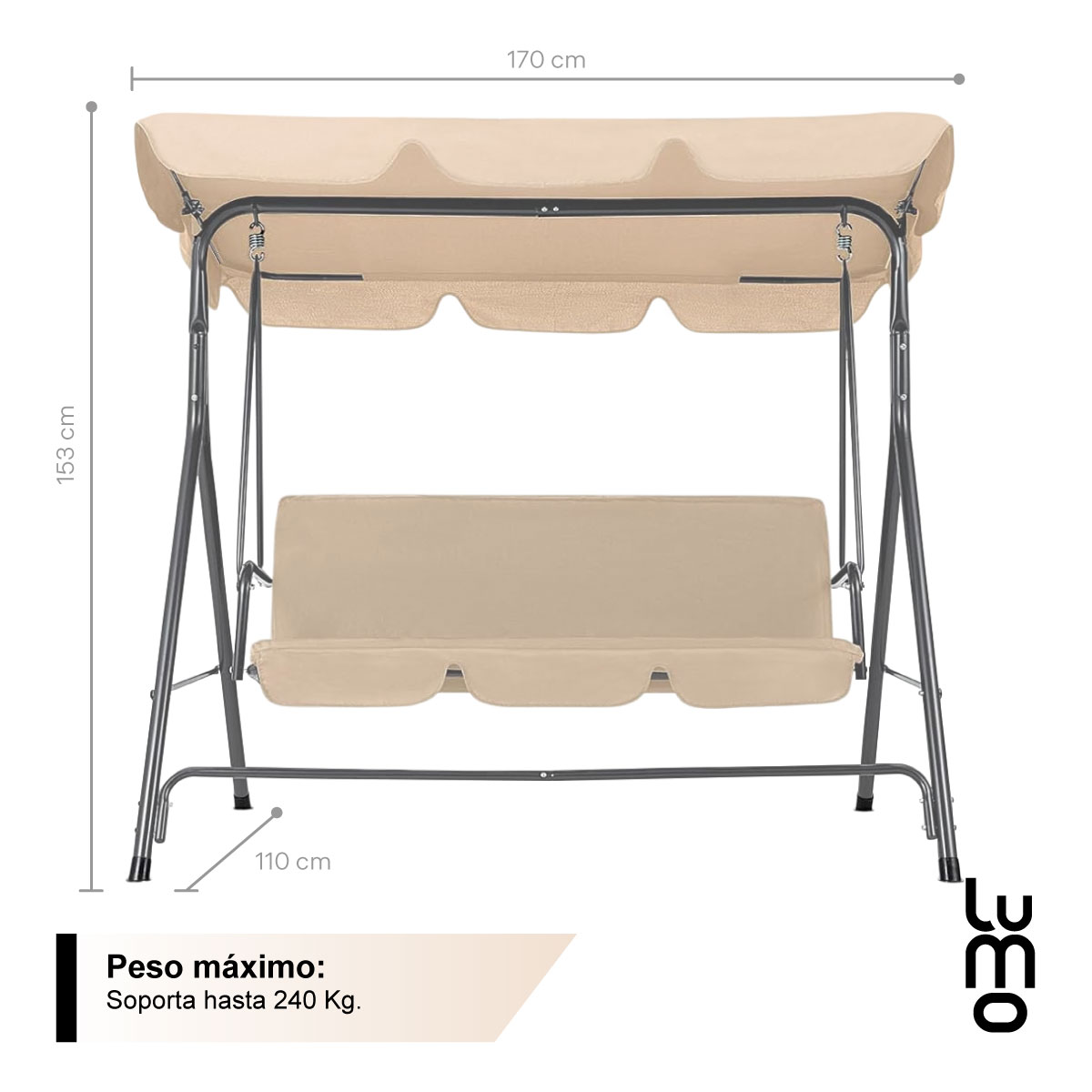 Columpio Banca Jardin Exteriores Hamaca con Toldo Mecedora