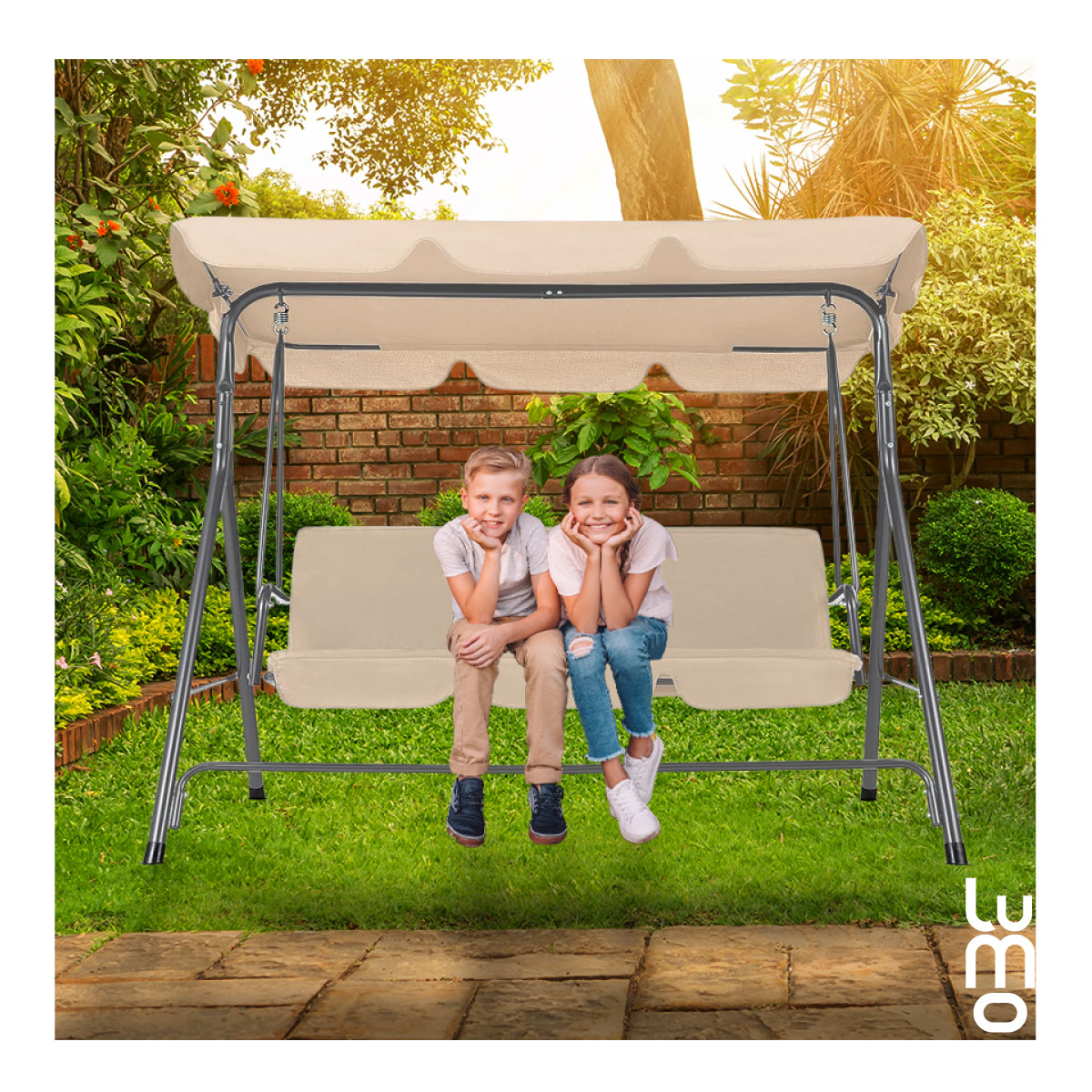 Columpio Banca Jardin Exteriores Hamaca con Toldo Mecedora